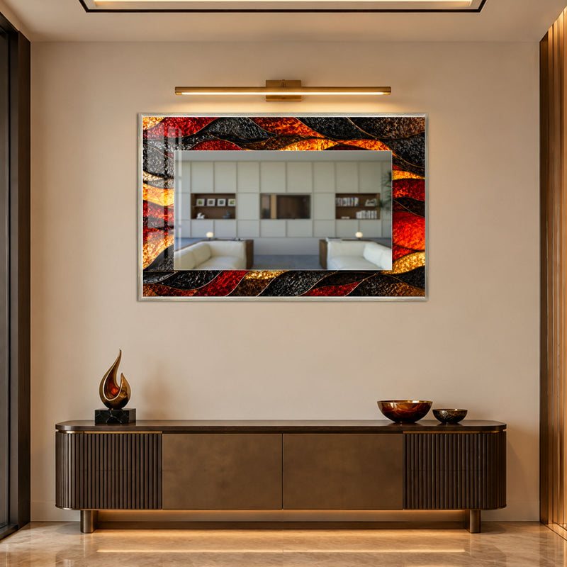 Ember Mosaic Waves with silver frame