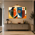 Geometric Faces Panel with gold frame