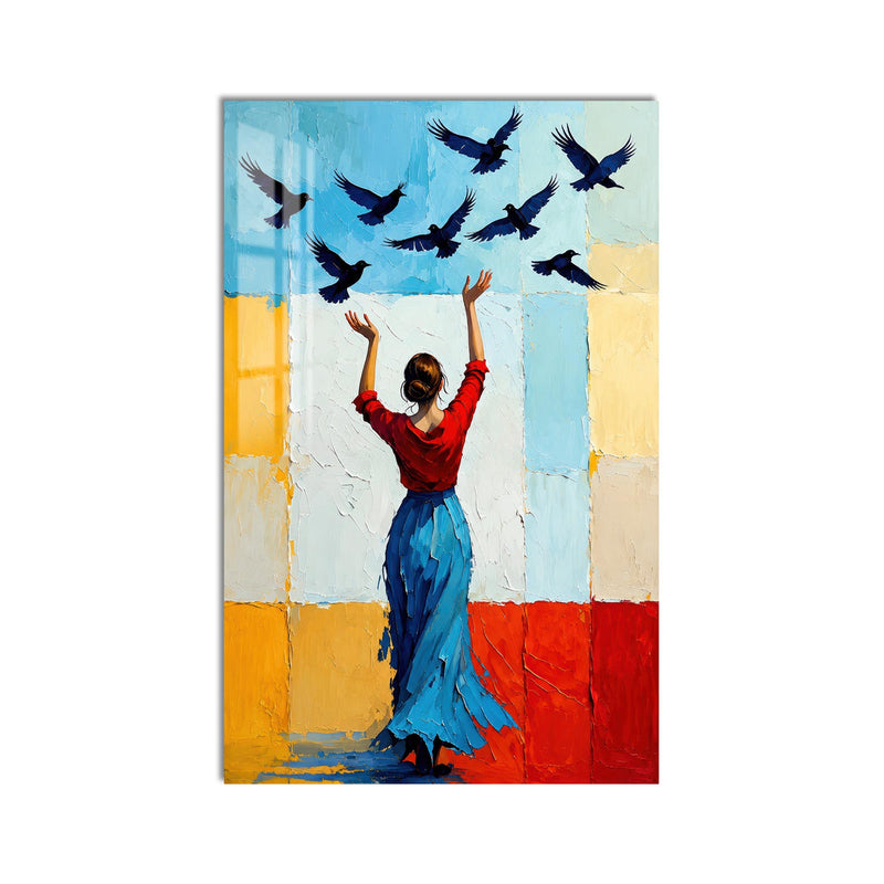 Woman Releasing Birds product shot on white background