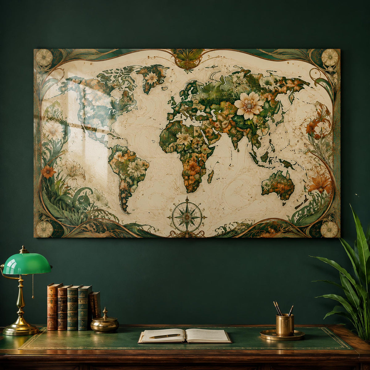 Botanical World Map lifestyle view