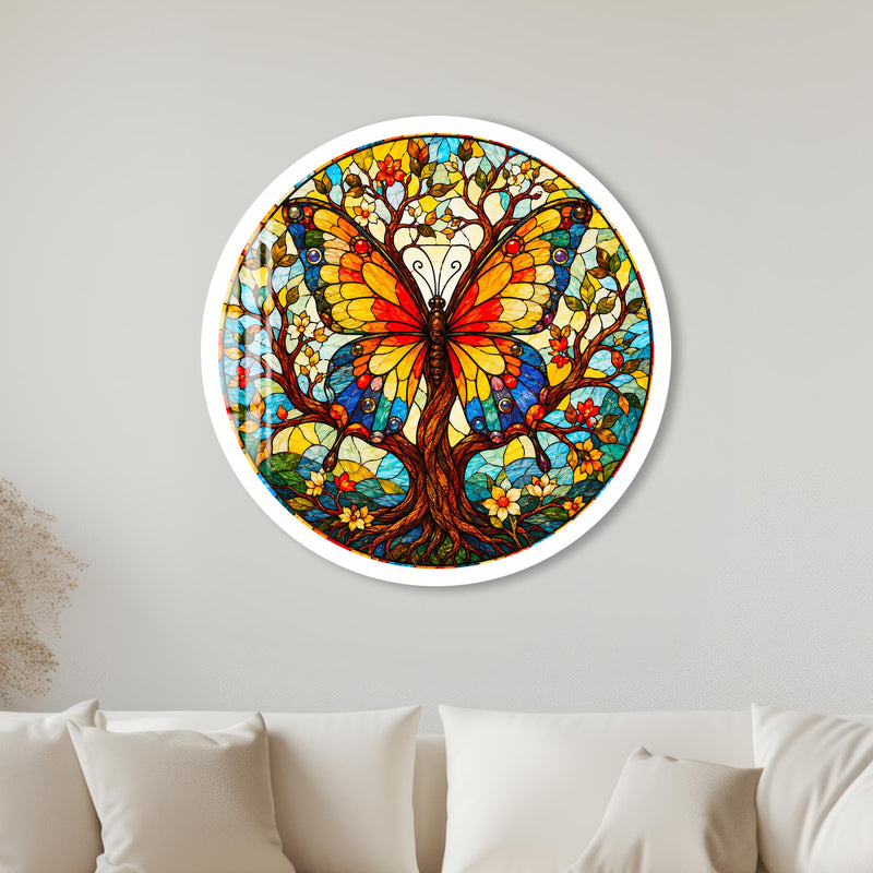 Butterfly Tree Mosaic with white frame