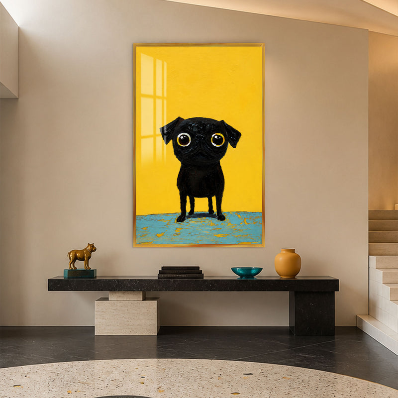 Little Black Pug with gold frame