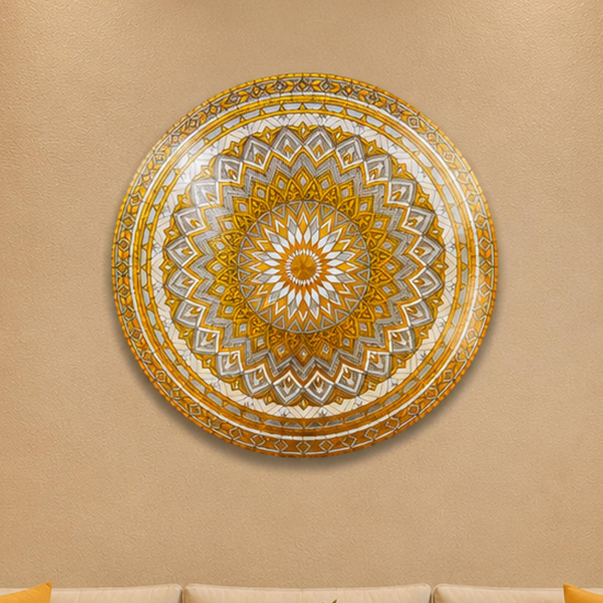 Golden Sunburst — tempered glass, ultra HD print, ready to hang