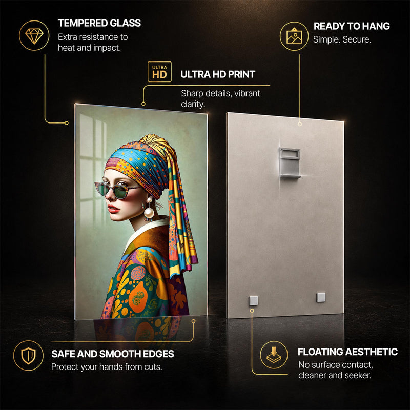 Bohemian Muse — tempered glass, ultra HD print, ready to hang
