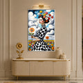 Checkered Floral Muse with silver frame