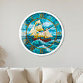 Stained Glass Sailing Ship with white frame