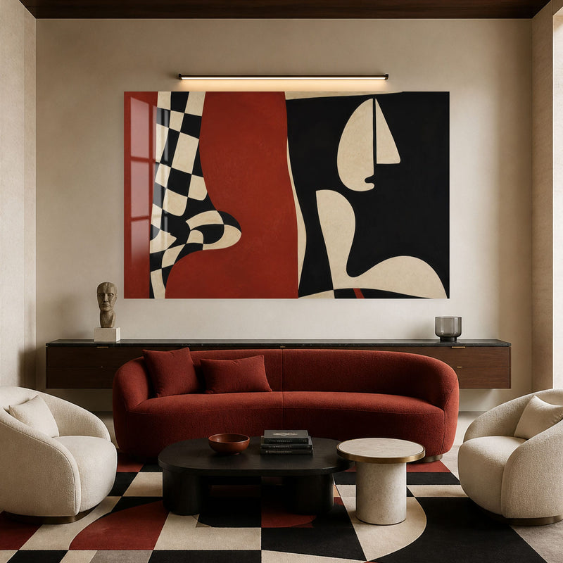 Crimson Cubist Faces lifestyle view