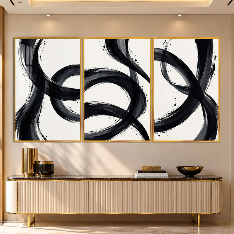 Monochrome Brushstroke with gold frame