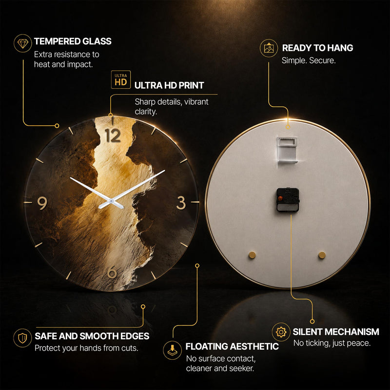 Golden Canyon — tempered glass, ultra HD print, ready to hang