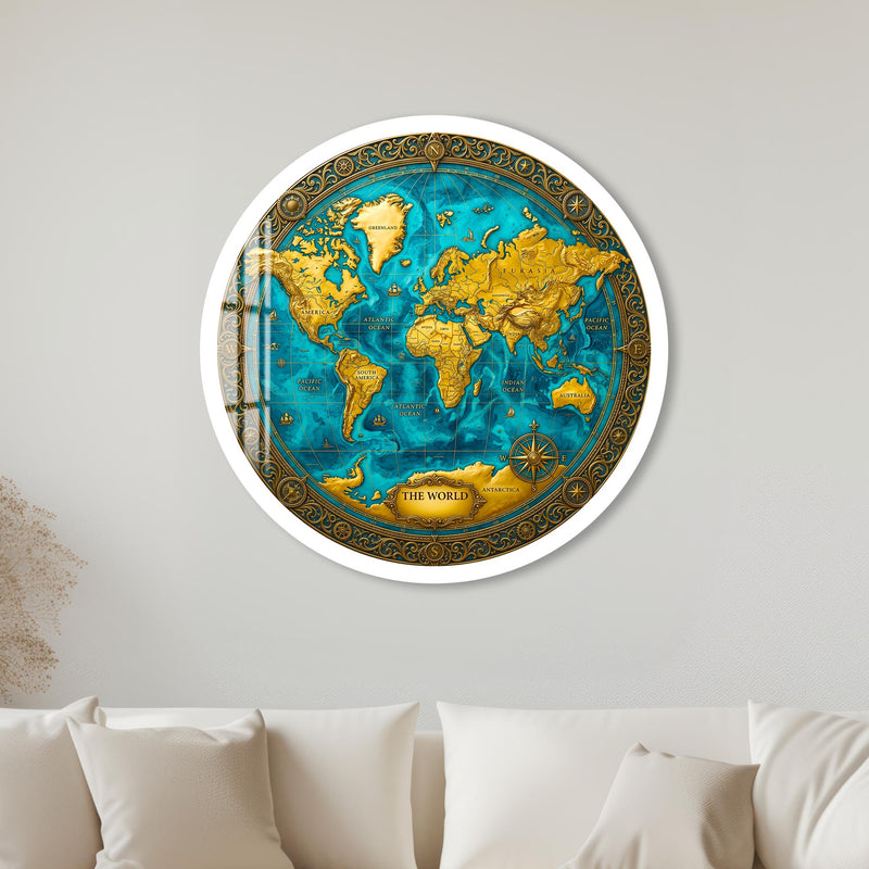 Turquoise Explorer Map with white frame
