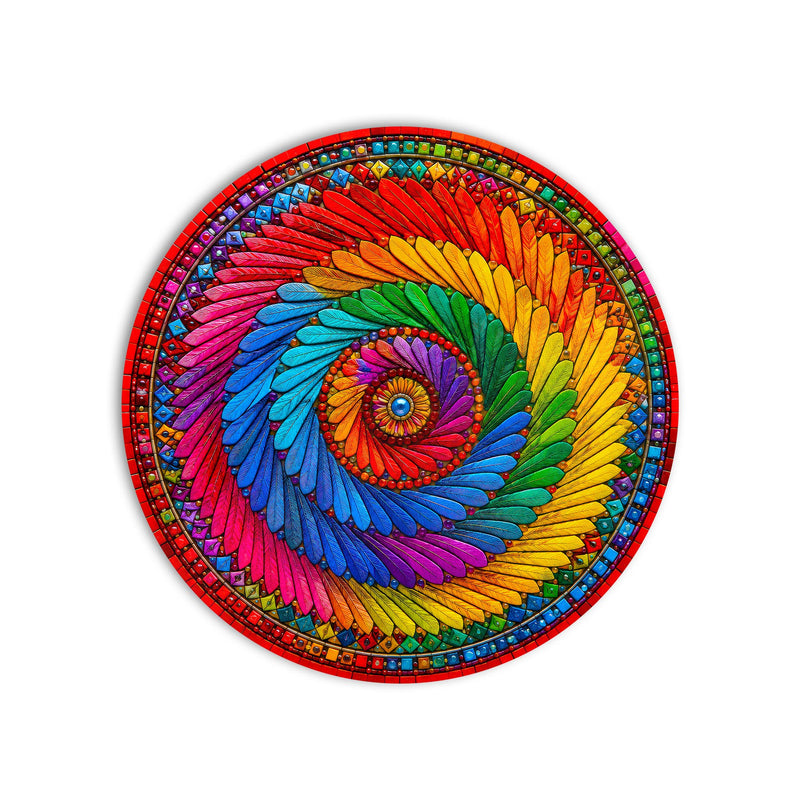 Rainbow Feather Spiral product shot on white background
