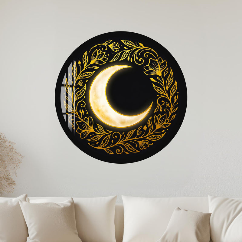 Golden Crescent Bloom with gold frame