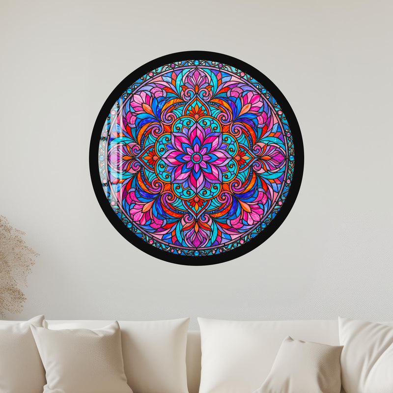 Pink Jewel Mandala with gold frame