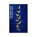 Artronauts Glass Print Golden Cranes In Flight Glass Wall Art