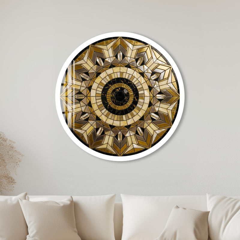 Art Deco Crystal Star Mosaic with white frame