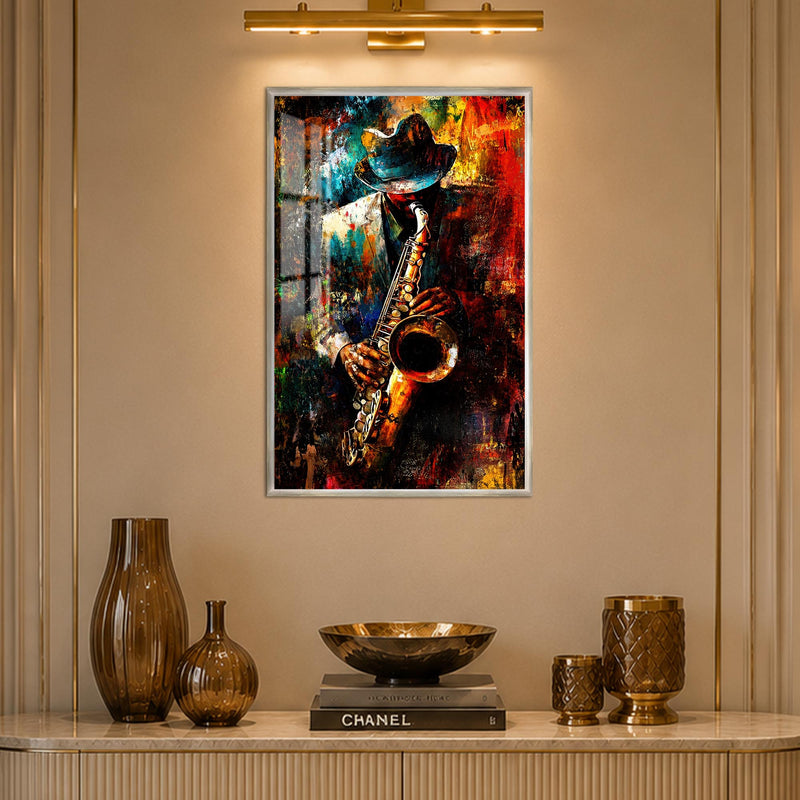 Saxophone In Colour with silver frame