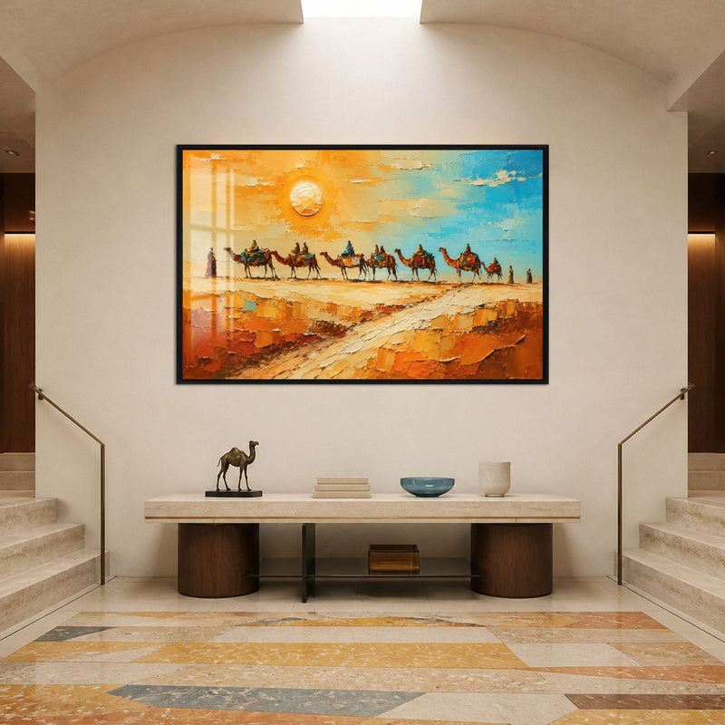 Desert Caravan Crossing with black frame