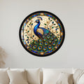 Stained Glass Peacock with black frame