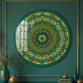 Teal Gold Rose Window Mandala lifestyle view