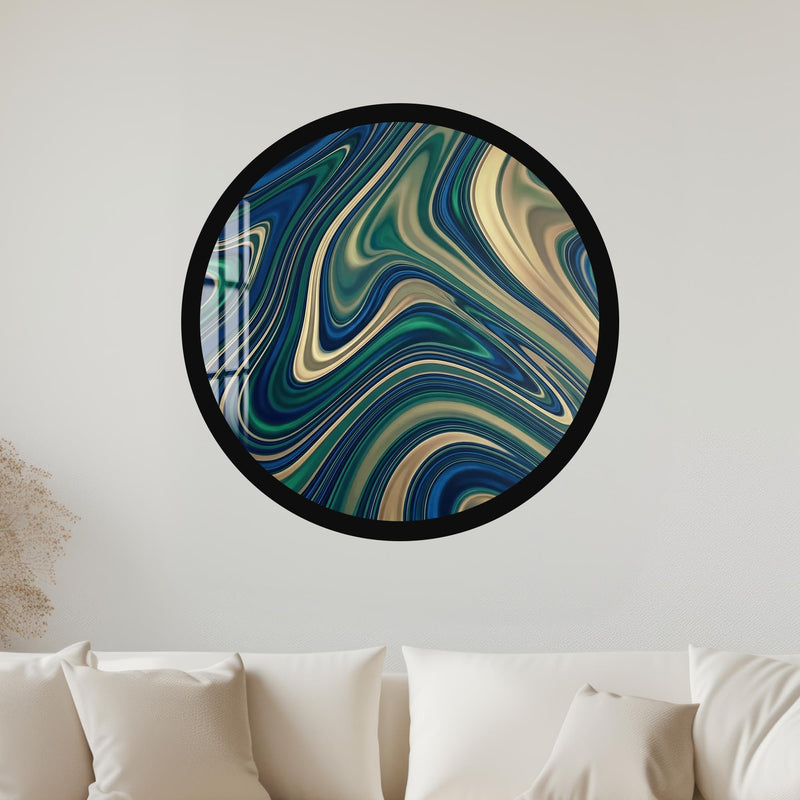 Emerald Gold Marble Flow with black frame