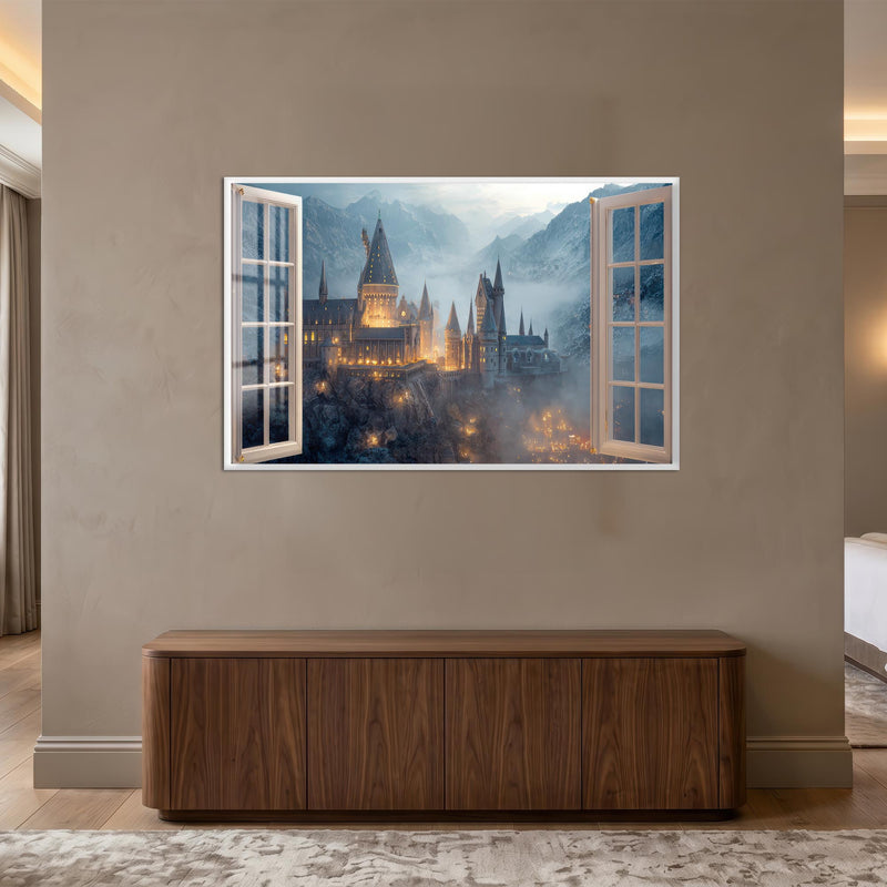 Enchanted Mountain Castle with white frame