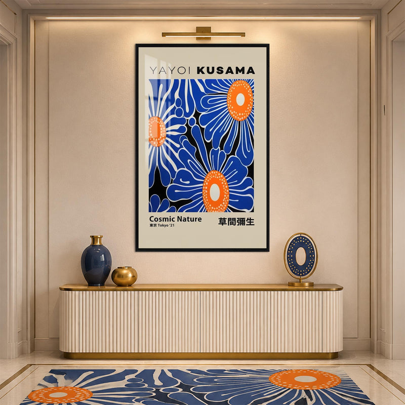 Cosmic Blue Blooms with black frame