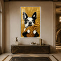 Artronauts Glass Print 12x18 cm | 4.7"x7.1" / White Golden Pineapple Pup Glass Wall Art