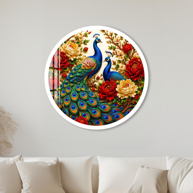 Peacocks In Bloom with white frame