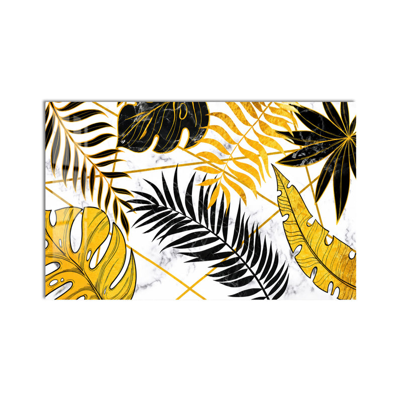 Gold and Black Tropical Leaves product shot on white background