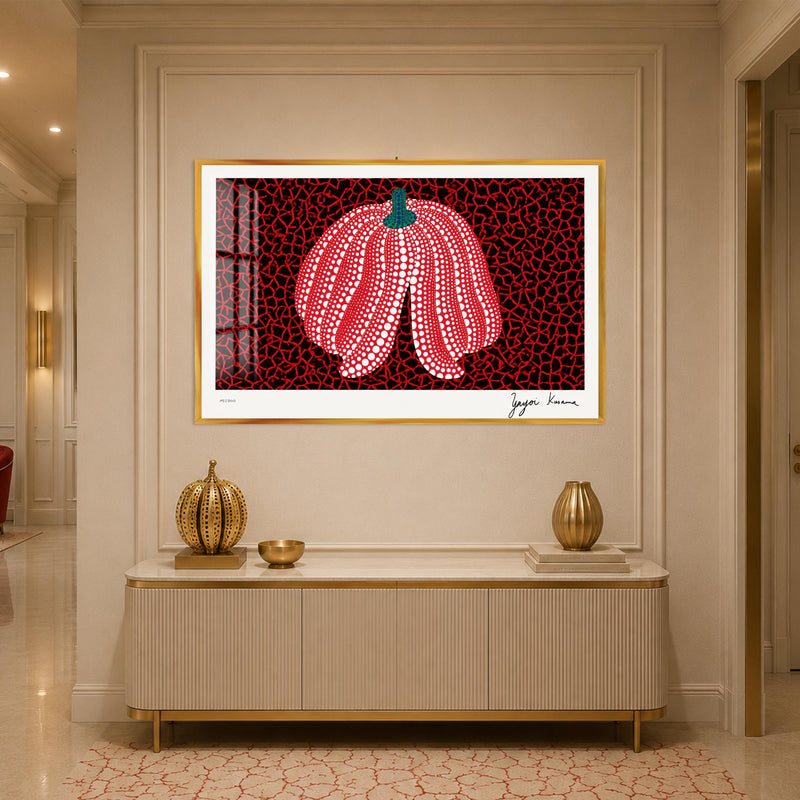 Dotted Red Pumpkin with gold frame