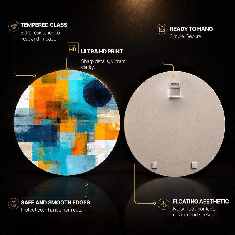 Urban Color Blocks — tempered glass, ultra HD print, ready to hang