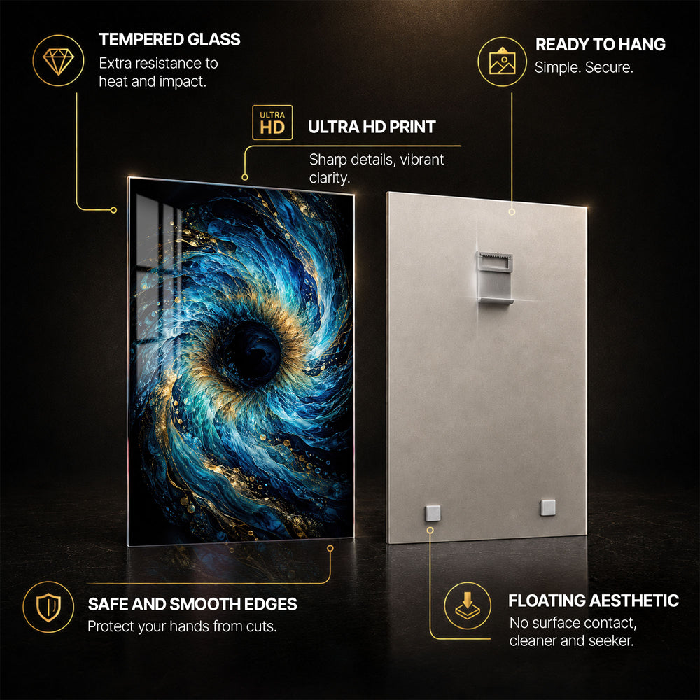 Floral Fire — tempered glass, ultra HD print, ready to hang