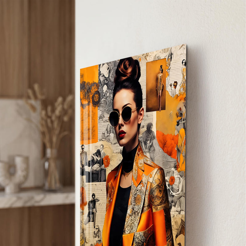 Orange Fashion Collage close-up angled detail