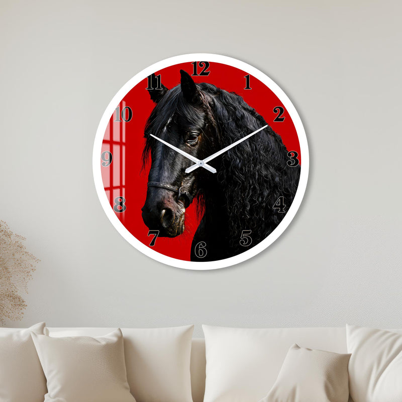 Majestic Black Horse with white frame