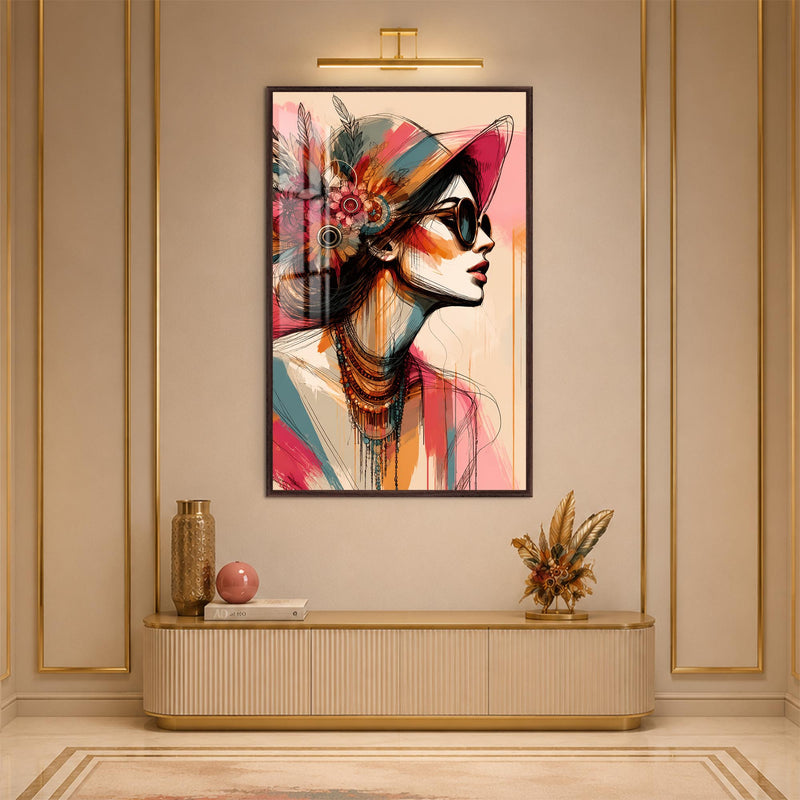 Bohemian Summer Muse with walnut frame