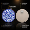 Sapphire Koi Mandala — tempered glass, ultra HD print, ready to hang