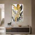 Gilded Tropical Leaves with silver frame