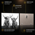 Highland Cow Duo — tempered glass, ultra HD print, ready to hang