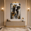 Golden Hat Portrait with white frame