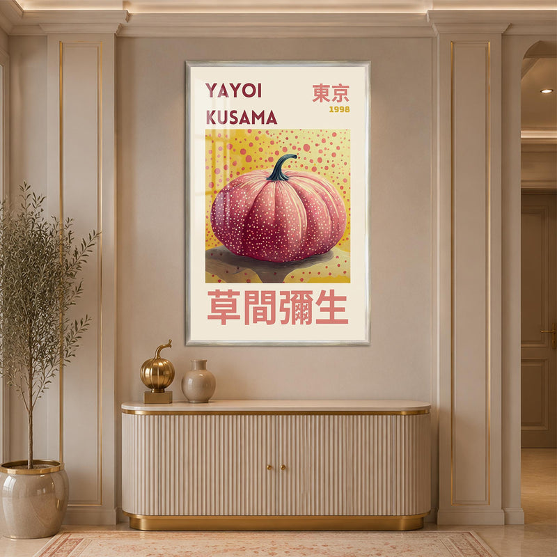 Yayoi Pumpkin Poster with silver frame