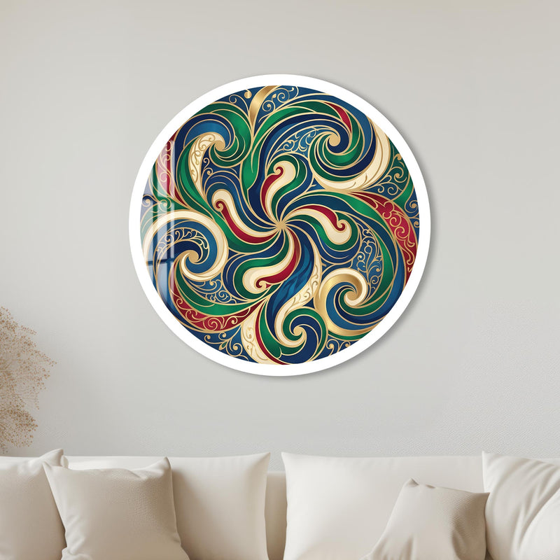 Jewel Tone Spiral Pinwheel with white frame