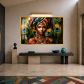 Peacock Queen Portrait with gold frame