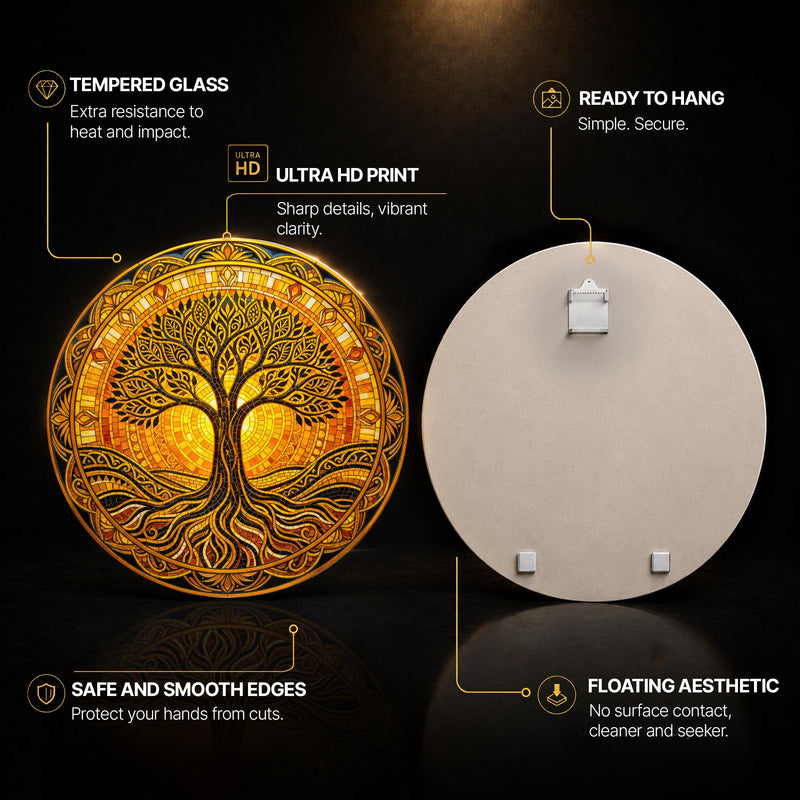 Sunlit Tree Of Life with walnut frame