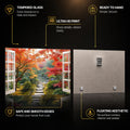 Autumn Garden Window — tempered glass, ultra HD print, ready to hang