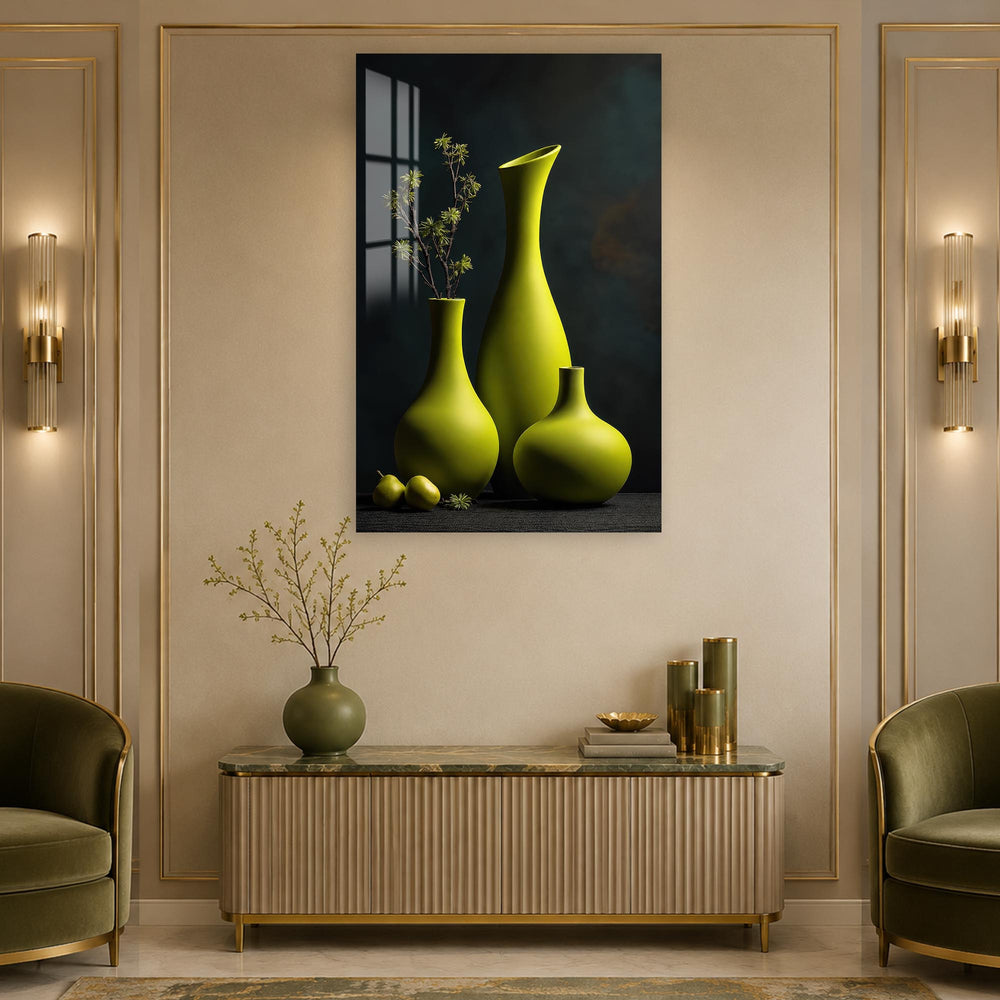 Sculptural Green Vases lifestyle view
