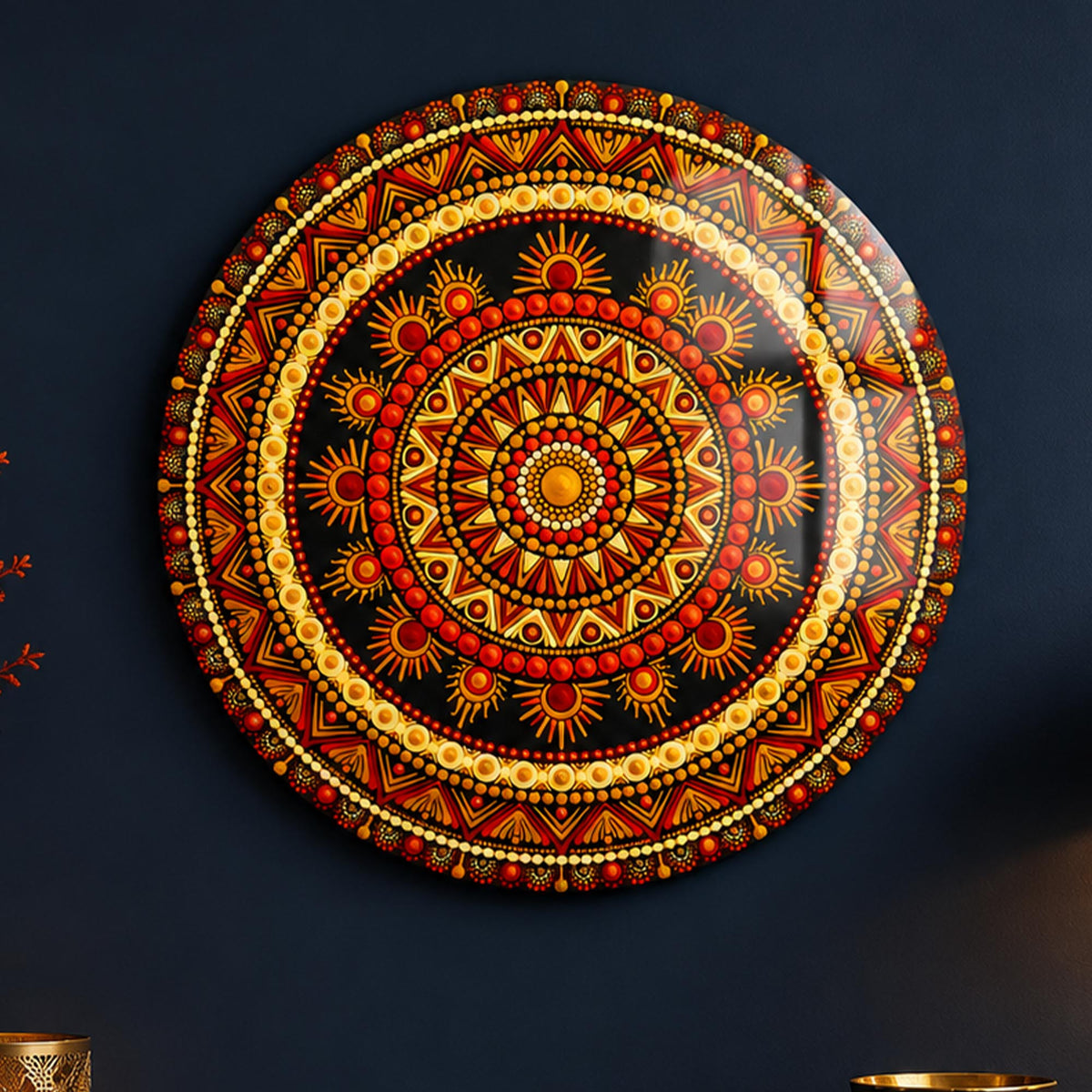 Ember Sun Mandala in a modern room