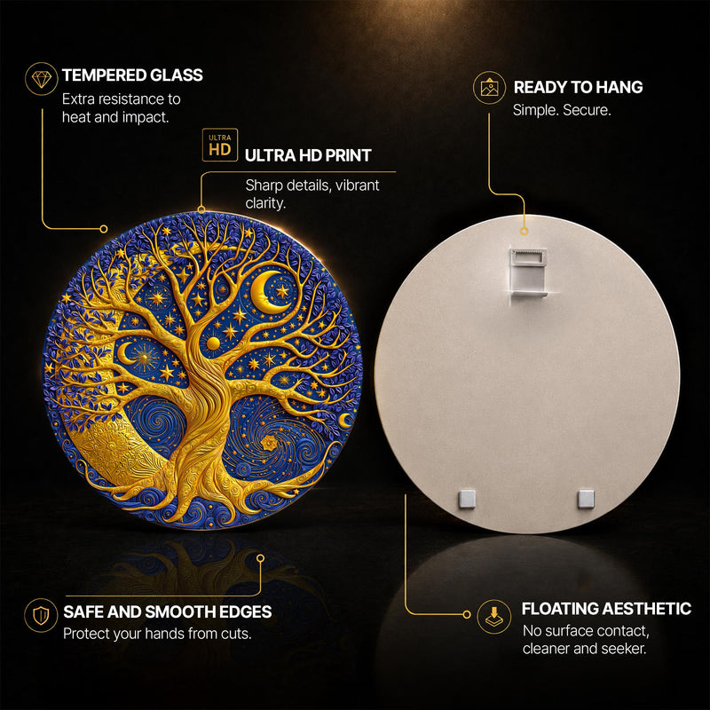 Celestial Tree of Life — tempered glass, ultra HD print, ready to hang