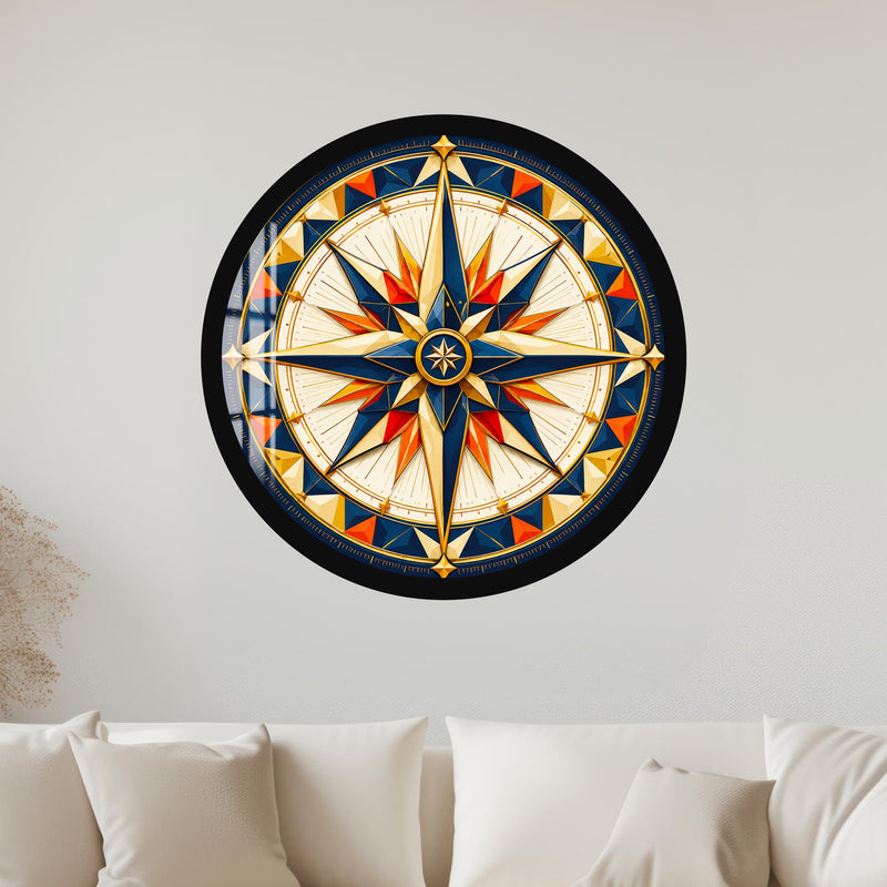 Jeweled Compass Rose with black frame