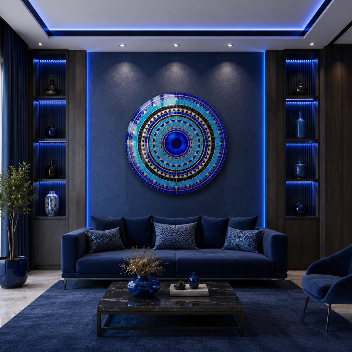 Azure Eye Mosaic in a modern room
