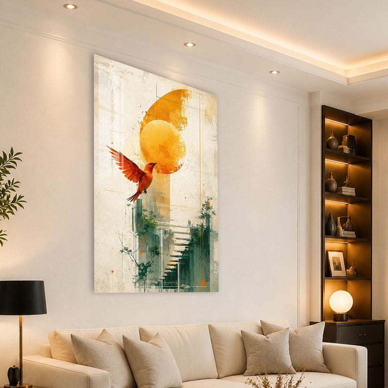 Artronauts Glass Print Flight Toward The Sun Glass Wall Art